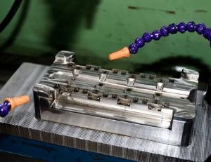 Closeup of die mold manufacturing at the SKS die making facility in MEC, Zhuhai China