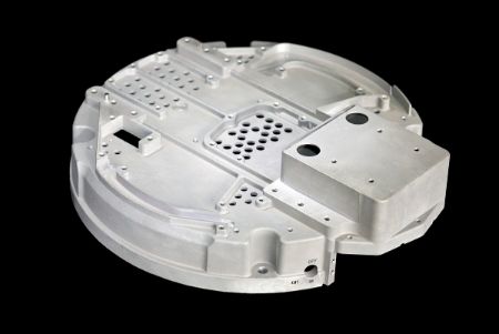 Close up detail of an aluminum alloy casting for use in the aerospace industry